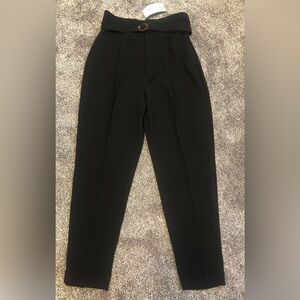 MNG Black Belted Dress Pants for Women